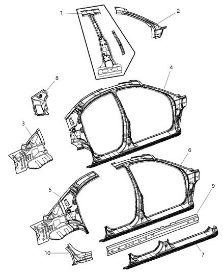 2001 Chrysler Sebring Sedan & Convertible Aperture Panels Diagram 3 - Thumbnail