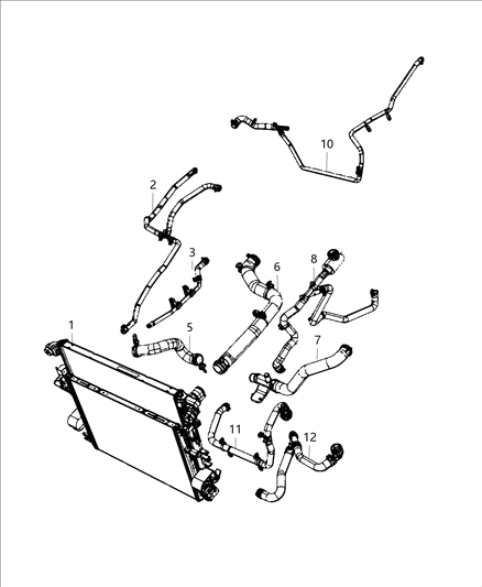 2019 Jeep Wrangler Radiator Hoses And Related Parts Diagram 1 - Thumbnail