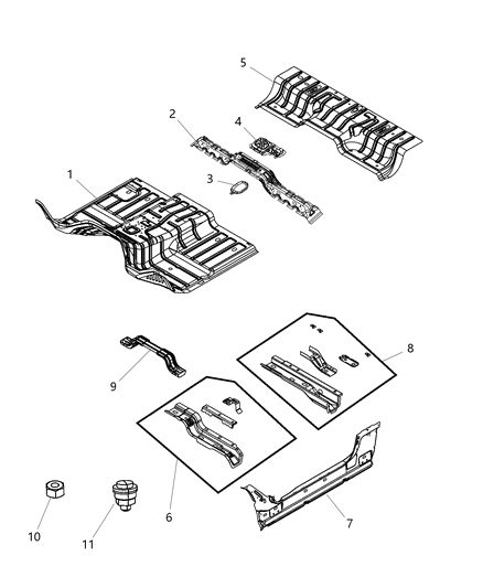 2017 Ram 3500 Pan Front Floor Diagram for 68036568AE