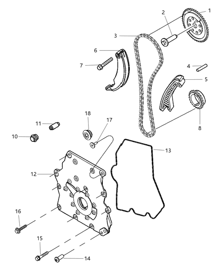 2007 Chrysler PT Cruiser Guide Timing Chain Diagram for 4777710AB