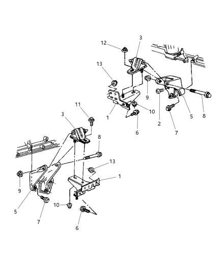 1999 Jeep Cherokee Mount Bracket Diagram for 52019010AC
