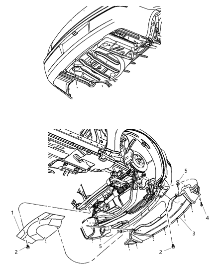 2011 Dodge Challenger Belly Pan Front Diagram for 5028807AB