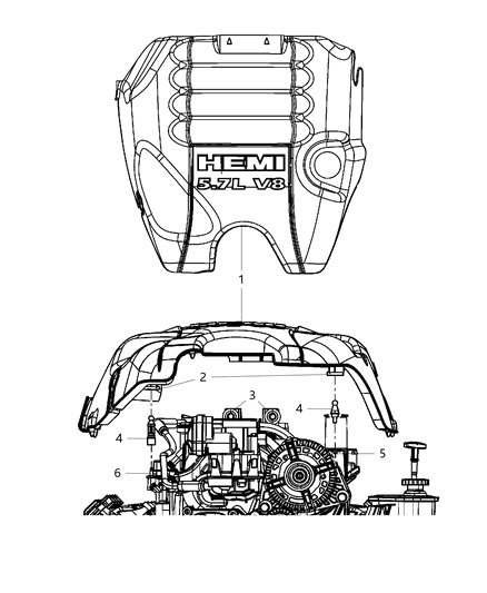 2017 Ram 3500 Pickup Engine Cover & Related Parts Diagram 1 - Thumbnail