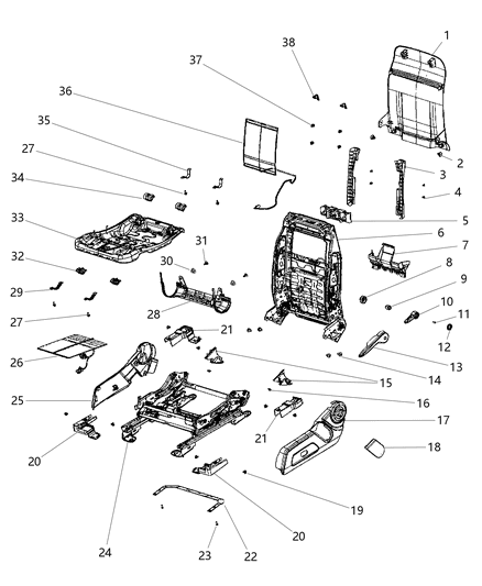 2014 Jeep Patriot Seat Back Frame, Front Driver Side Diagram for 68065762AA