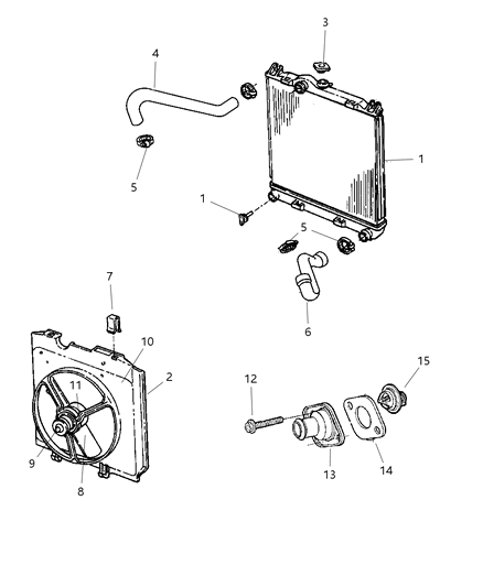 1998 Dodge Dakota Radiator & Related Parts Diagram 1 - Thumbnail