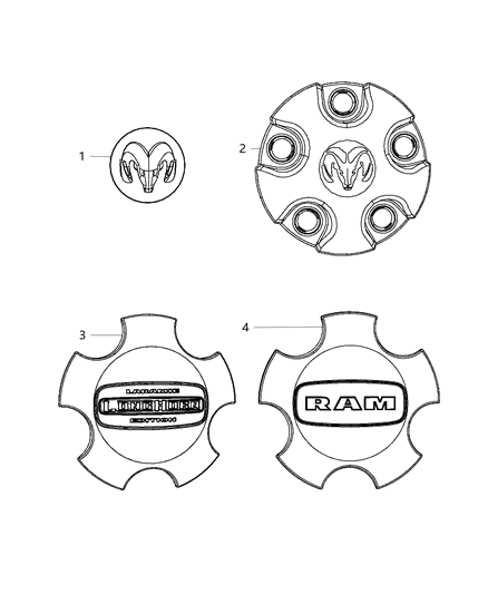 2012 Ram 1500 Wheel Covers & Center Caps Diagram