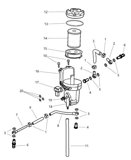 2000 Dodge Ram 3500 Regular Cab Air Fuel Control & Fuel Filter Diagram