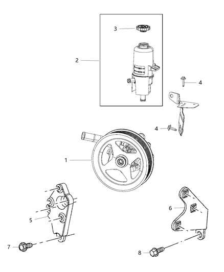 2016 Ram 3500 Cab Chassis Power Steering Pump & Reservoir Diagram 2 - Thumbnail