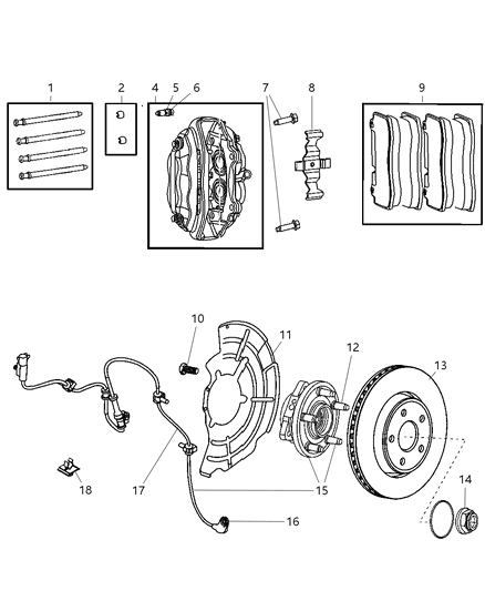 2008 Jeep Grand Cherokee Front Brakes Diagram 2 - Thumbnail