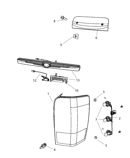 2008 Chrysler Aspen Wiring Taillamp Diagram for 68001318AA