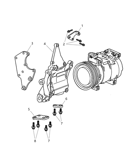 2009 Chrysler PT Cruiser A/C Compressor Mounting Diagram 1 - Thumbnail