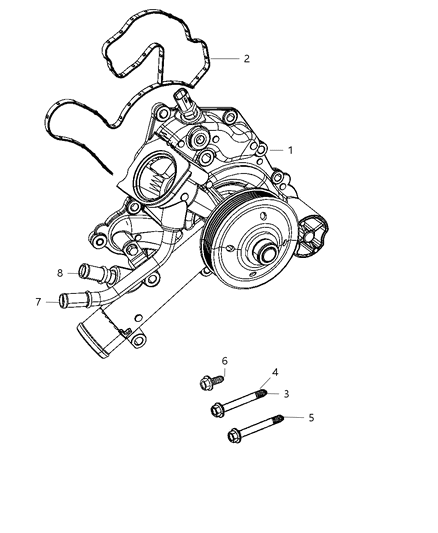 2009 Dodge Ram 3500 Cab Chassis Water Pump & Related Parts Diagram 1 - Thumbnail