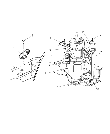 2005 Chrysler Pacifica Seat Belt Rear Diagram for TS761DVAF