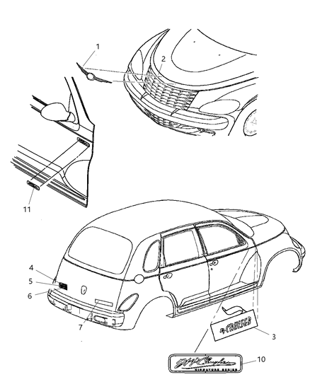 2007 Chrysler PT Cruiser Nameplate, Rear Diagram for 5303588AA