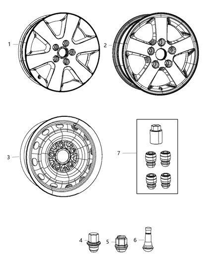 2010 Dodge Journey Wheel Aluminum Diagram for 1EK85PAKAB