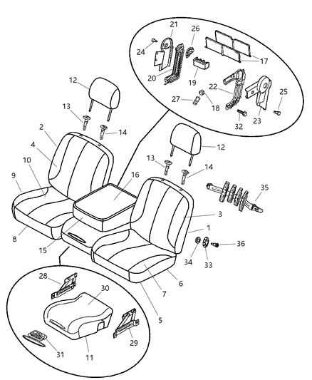 2005 Dodge Ram 1500 Front, Cloth Diagram 1 - Thumbnail