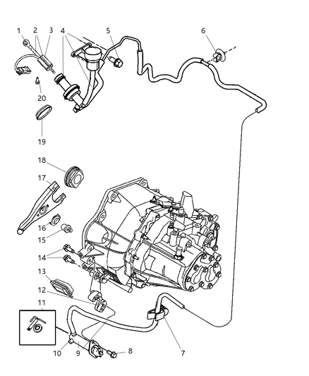 2003 Chrysler PT Cruiser Actuator Hydraulic Clutch Diagram for 4668738AB