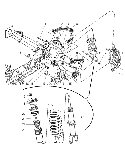 2007 Dodge Dakota Arm Upper Control Front Diagram for 52855100AD