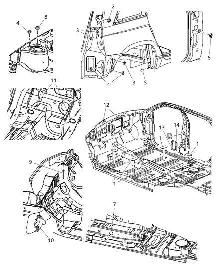 2005 Chrysler Pacifica Plug Seal Toe Brace Diagram for 4868369AA