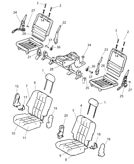 2008 Chrysler Aspen Rear Seat - Bucket Diagram 1 - Thumbnail