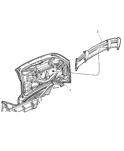 2003 Dodge Intrepid Spoiler, Stone White, Rear Diagram for 82204087