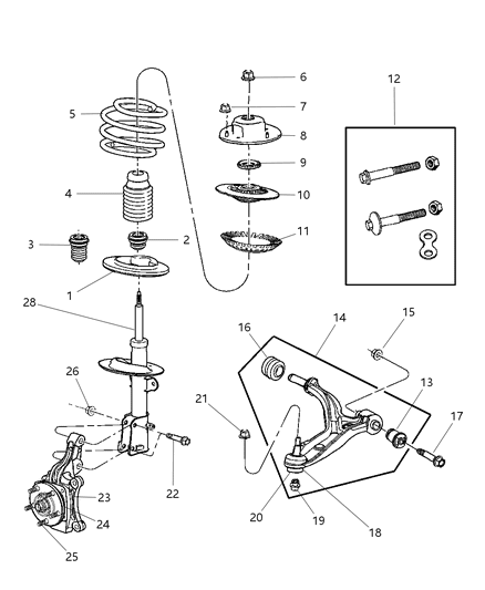 2006 Chrysler Town & Country Lower Control Arm Bushing Diagram for 4743556AA