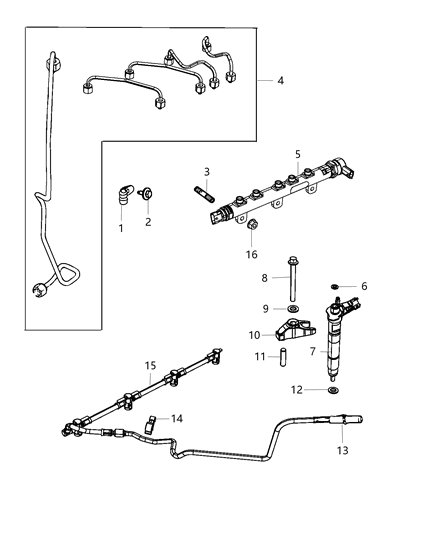 2017 Jeep Wrangler Fuel Rail & Injectors Diagram 1 - Thumbnail