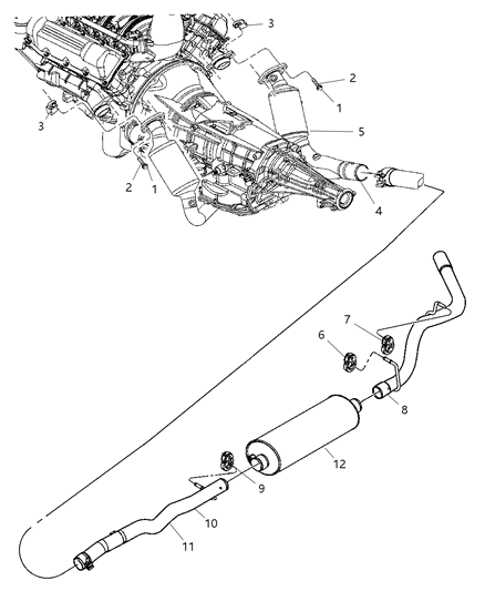 2009 Dodge Dakota Muffler Diagram for 52103676AE