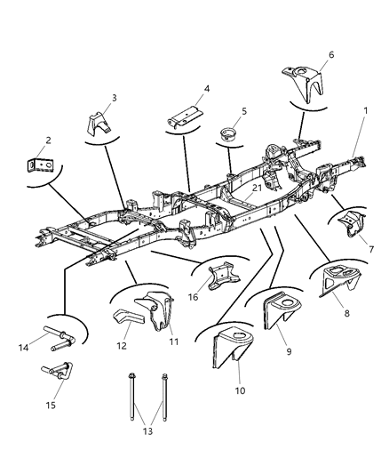2006 Dodge Ram 3500 Retaining Bracket, Rear Diagram for 52121030AB