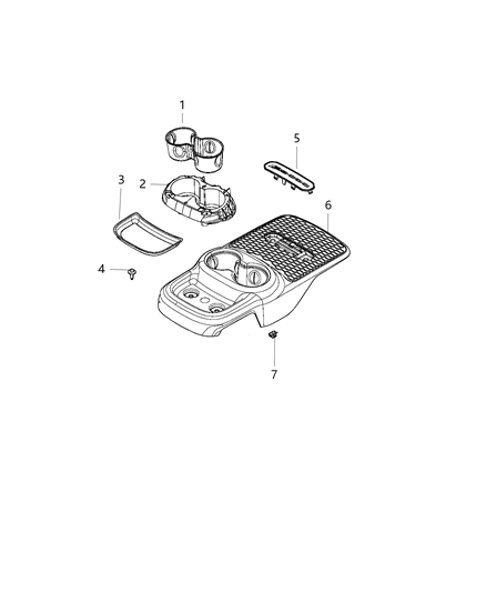 2021 Dodge Durango Floor Console, Rear Diagram 1 - Thumbnail