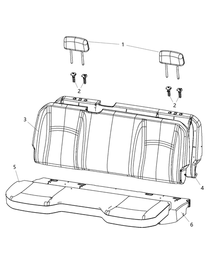 2020 Ram 1500 New Style Rear Seat, Bench Diagram 2 - Thumbnail