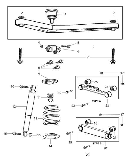 2007 Jeep Liberty Bolt And Retainer Hexagon Head M14X2.00X110.00 Diagram for 6508678AA