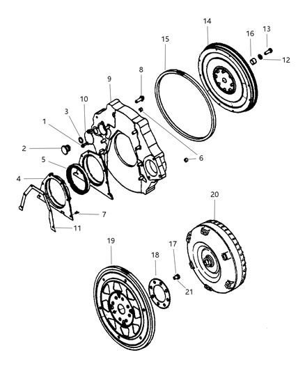 2000 Dodge Ram 2500 Regular Cab Flywheel And Torque Converter Diagram