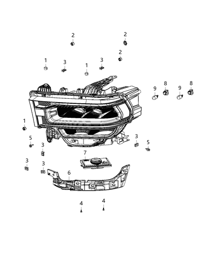 2020 Ram 2500 Parts, Headlamp Service Diagram 1 - Thumbnail