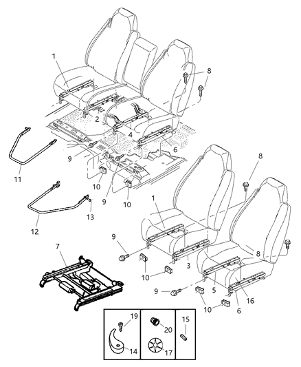 2003 Dodge Durango Bolt, Adjuster To Seat Frame Diagram for 4746334