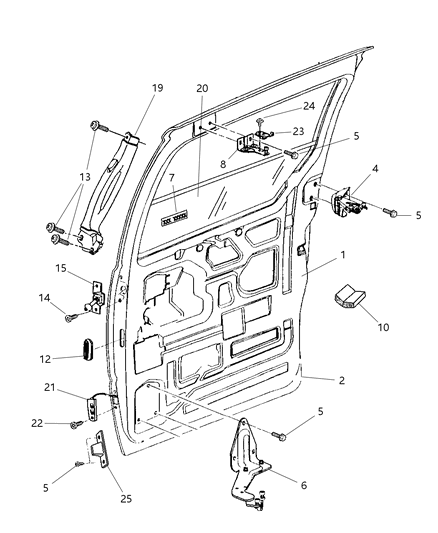 1999 Dodge Grand Caravan Handle Sliding Door Diagram for HT20RK5