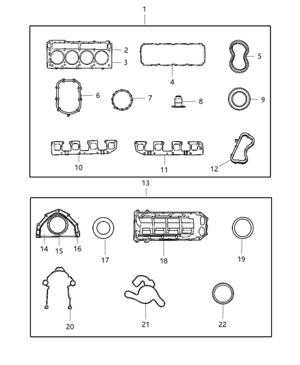2007 Jeep Commander Gasket Package Engine Upper Diagram for 5135357AF