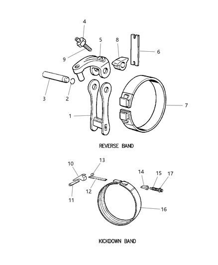 1999 Dodge Durango Bands, Reverse & Kickdown With Linkage Diagram 3 - Thumbnail