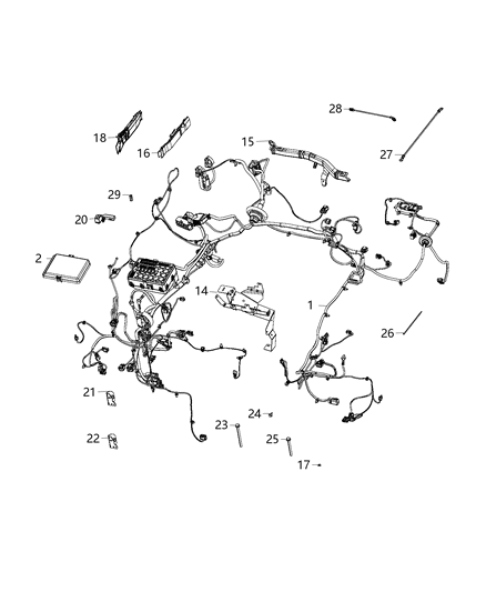 2020 Dodge Charger Trough Shock Tower Top Cover Diagram for 68359040AA