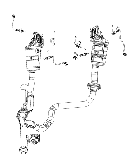 2021 Jeep Gladiator Oxygen Sensor, Rear Diagram for 68291423AB