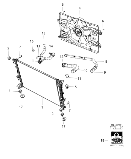 2015 Chrysler 200 Hose Radiator Inlet, Upper Diagram for 68193963AA