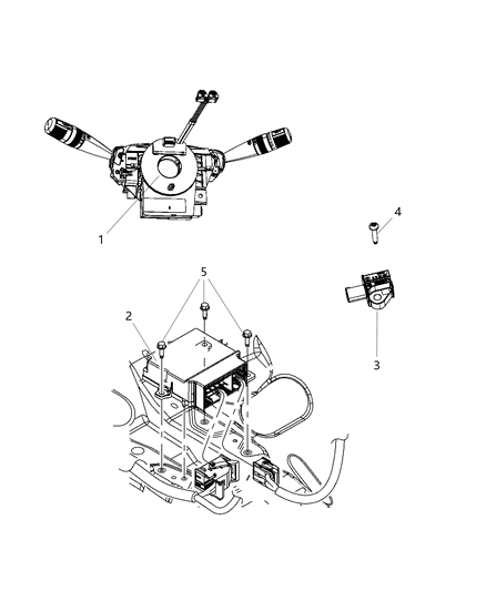 2015 Dodge Journey Clockspring Steering Column Control Module w/ Angle Sensor Diagram for 68171193AB