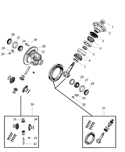 2008 Chrysler Aspen Differential Assembly , Rear Diagram 2 - Thumbnail