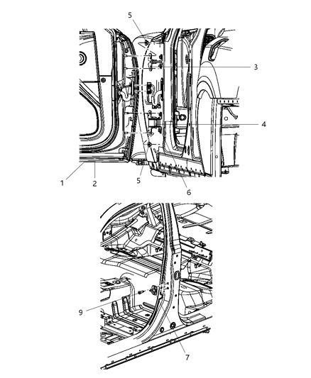 2012 Chrysler 300 Hinge Door Lower Diagram for 55113665AD