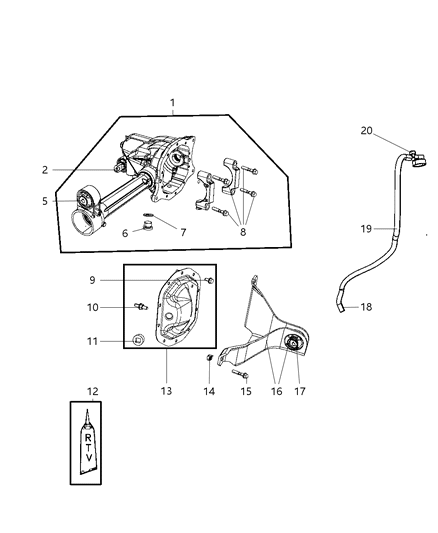 2008 Jeep Liberty Housing And Vent, Front Axle Diagram