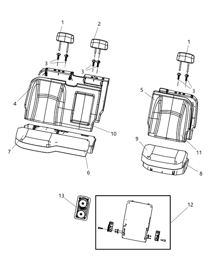 2012 Ram 1500 Crew Cab Rear Seat - 60/40 Diagram 5 - Thumbnail