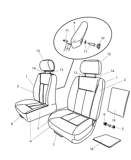 2005 Dodge Dakota Pad Heater Seat Cushion Diagram for 5000023AA