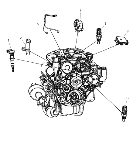 2003 Dodge Ram 3500 Coolant Temperature Sensor Diagram for 5093096AA