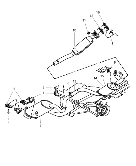 2000 Chrysler Cirrus Muffler & Pipe Assembly Diagram for 4764331AD