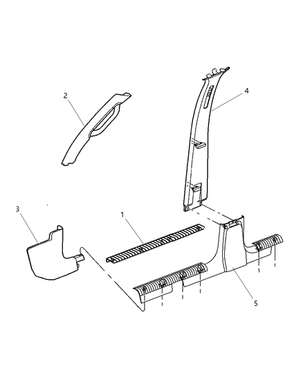 2006 Jeep Liberty Windshield Pillar Trim, Driver Side Diagram for 5GM93BD1AI